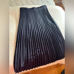 J. Crew Navy Midi A-Line Skirt with Pleats